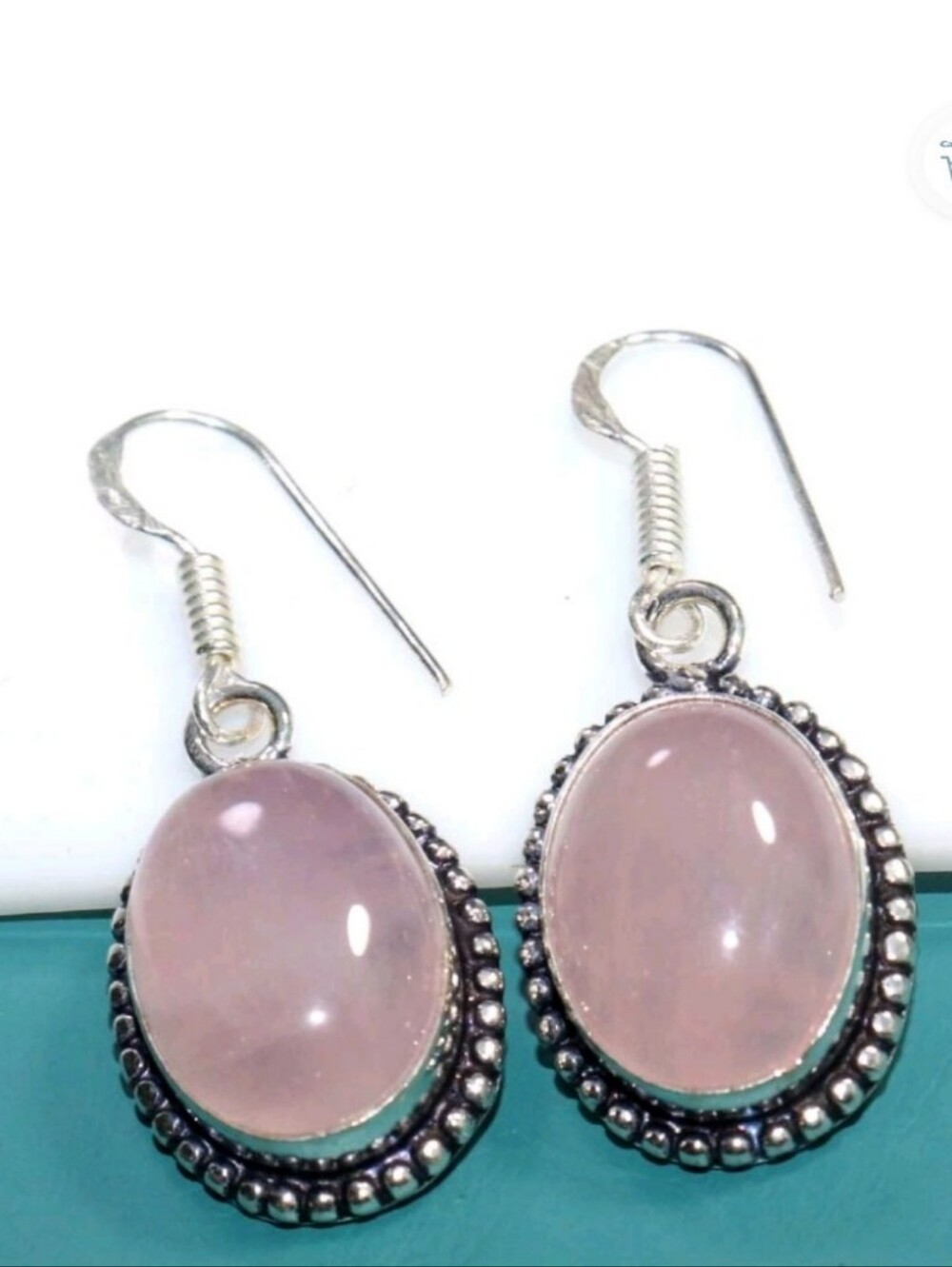 Rose Quartz Gemstone Jewelry 925 Sterling Silver Handmade Drop Dangle Earrings
